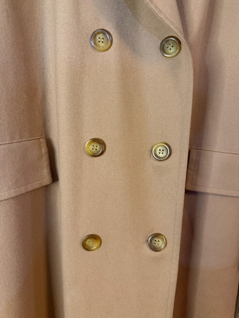 VTG 70s/80s Pendleton 100% Wool Camel Brown/Tan Trench Overcoat: Ladies Size 16 - Picture 5 of 14